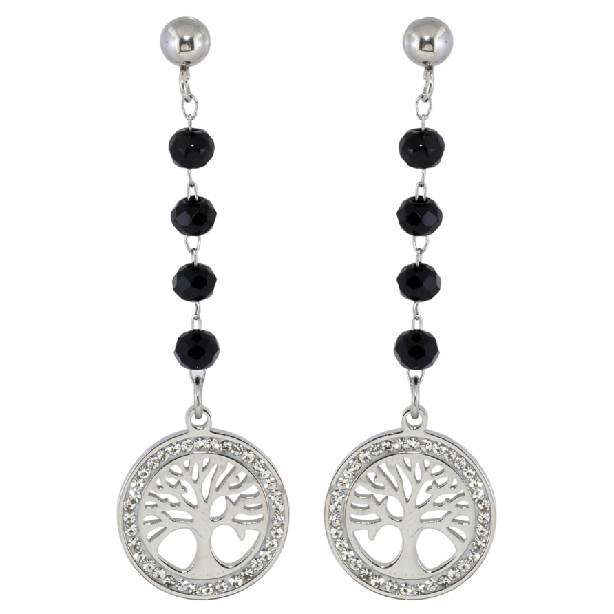 Серьги Xuping TTM Stainless Steel цвет Родий пусеты Древо жизни фото №1