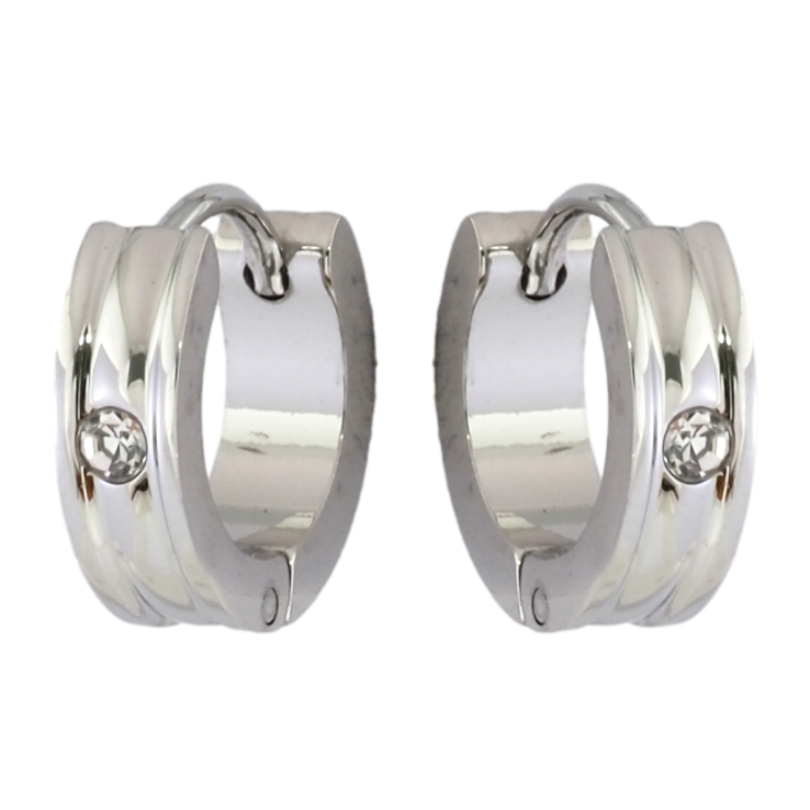 Серьги Xuping TTM Stainless Steel цвет Родий колечки Вставка цирконий фото №13