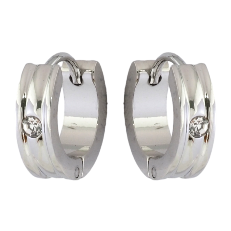 Серьги Xuping TTM Stainless Steel цвет Родий колечки Вставка цирконий фото №1