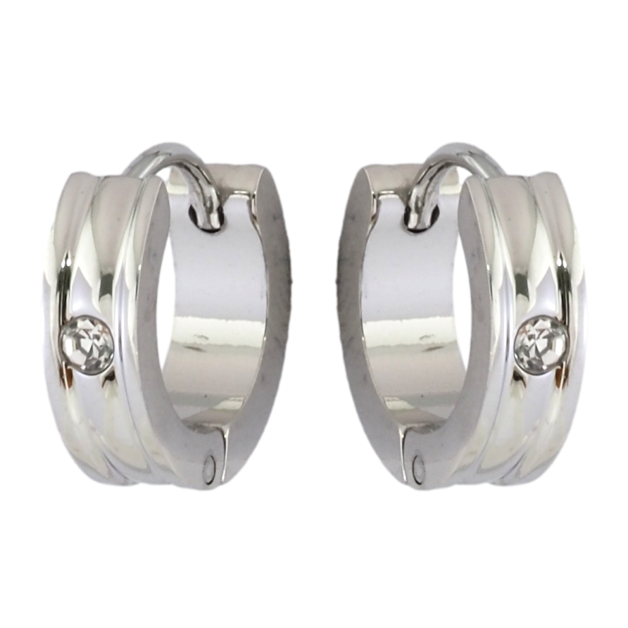 Серьги Xuping TTM Stainless Steel цвет Родий колечки Вставка цирконий фото №1