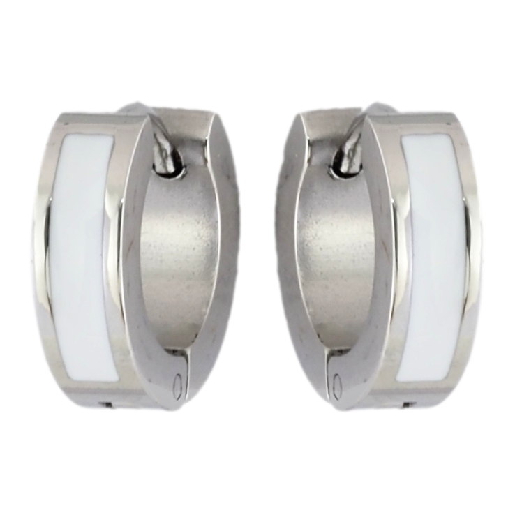 Серьги Xuping TTM Stainless Steel цвет Родий колечки Узор белой эмалью фото №12