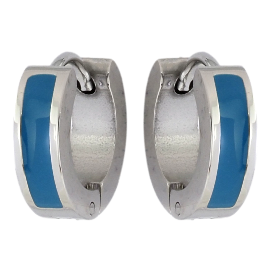 Серьги Xuping TTM Stainless Steel цвет Родий колечки Узор синей эмалью фото №1