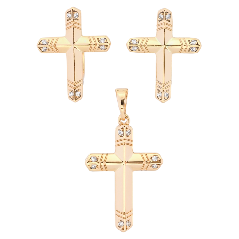 Набор Xuping Позолота 18K Серьги Кулон Крестики с цирконием фото №1