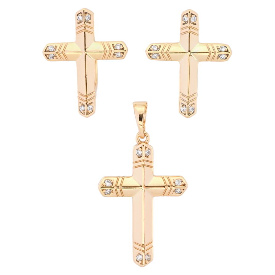 Набор Xuping Позолота 18K Серьги Кулон Крестики с цирконием фото №1