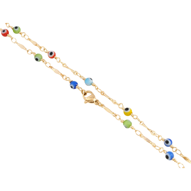 Цепочка Xuping Позолота 18K Плетение Фантазийное с бусинами Глаз Фатимы длина 46см х 2мм фото №1