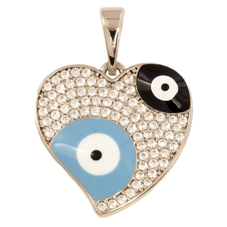 Кулон Xuping Родій Сердечко з інкрустацією цирконієм та оберегом Око Фатіми для ланцюжка до 5мм фото №23 Кулон Xuping Родій Сердечко з інкрустацією цирконієм та оберегом Око Фатіми для ланцюжка до 5мм фото №23