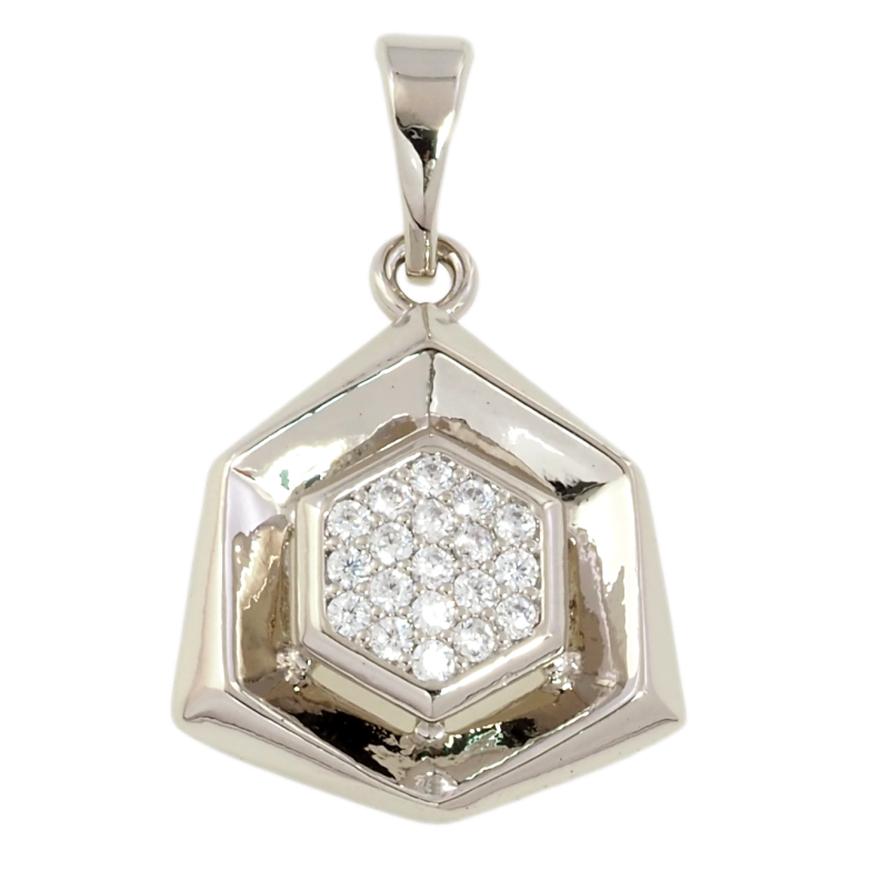 Кулон Xuping Родий Шестиугольник с цирконием для цепочки до 5мм фото №1