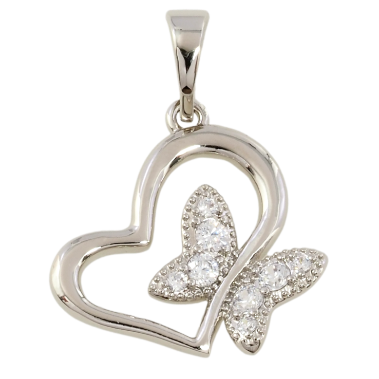 Кулон Xuping Родій Сердечко з метеликом для ланцюжка до 5мм фото №21 Кулон Xuping Родій Сердечко з метеликом для ланцюжка до 5мм фото №21