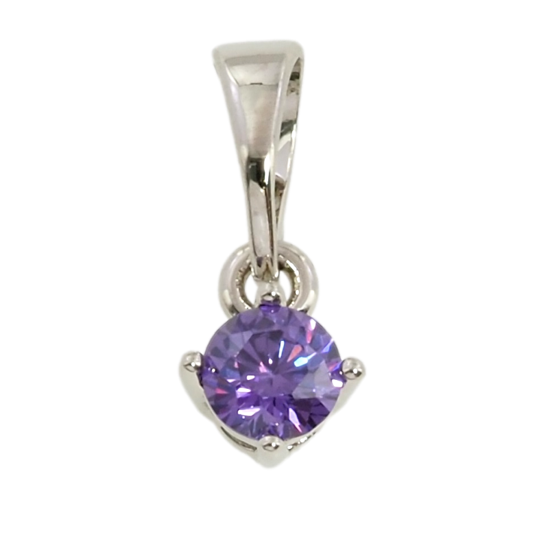 Кулон Xuping Родій Бузковий фіаніт, ø 4мм для ланцюжка до 5мм фото №1