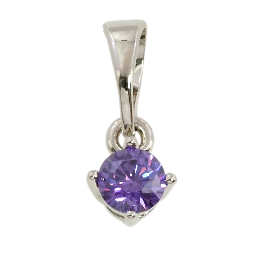 Кулон Xuping Родій Бузковий фіаніт, ø 4мм для ланцюжка до 5мм фото №1