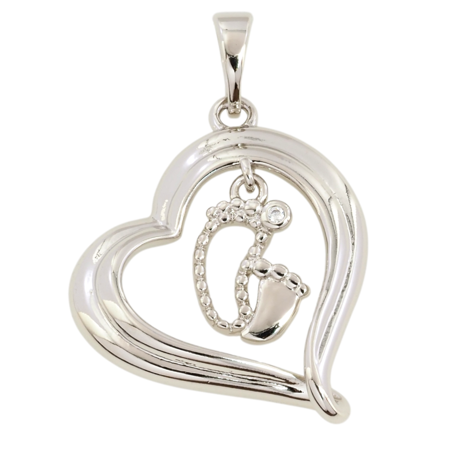 Кулон Xuping Родий Сердечко с детскими ножками для цепочки до 5мм фото №1