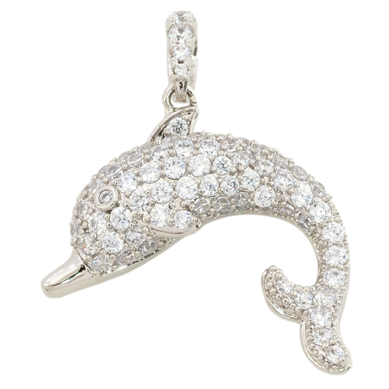 Кулон Xuping Родий Дельфин инкрустация цирконием для цепочки до 4мм фото №1