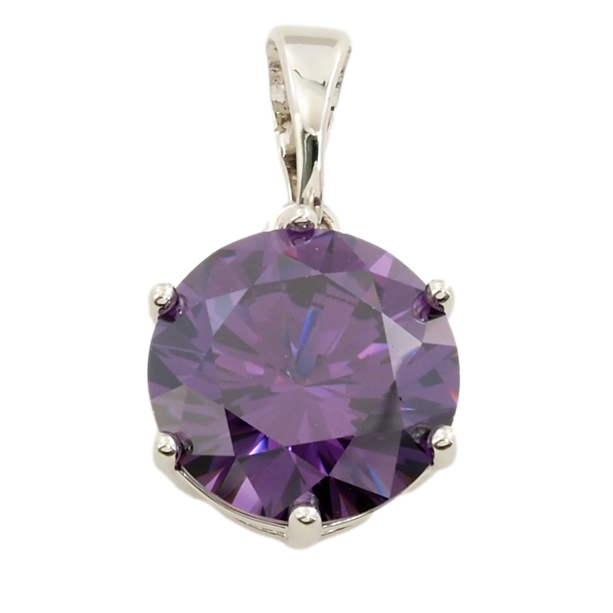 Кулон Xuping Родій Бузковий фіаніт, ø 10мм для ланцюжка до 5мм фото №1