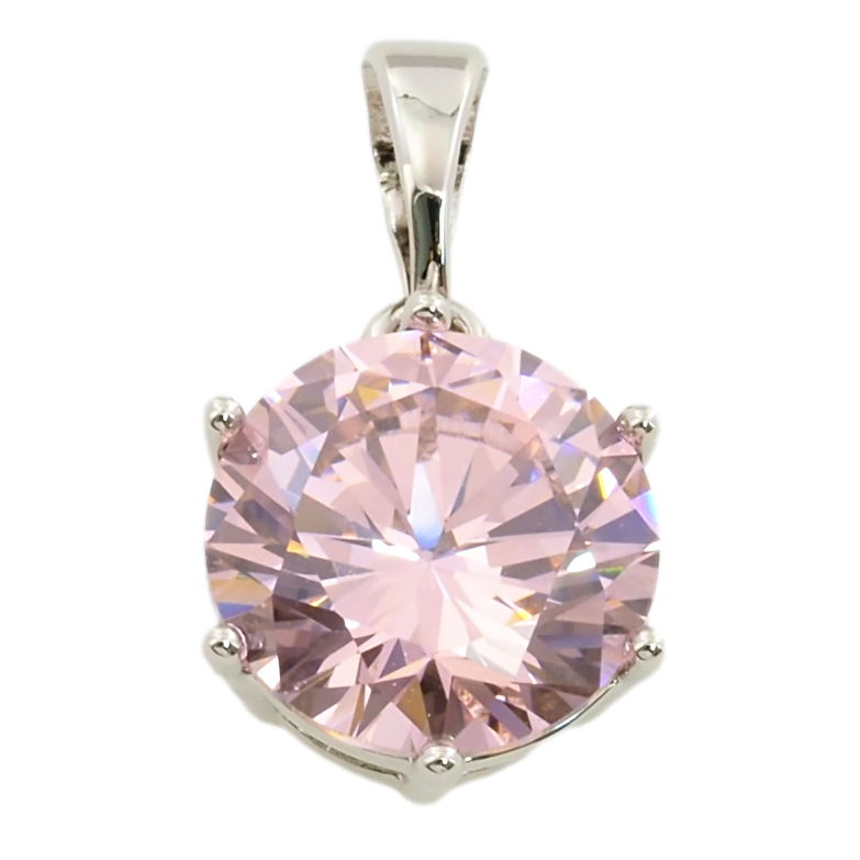 Кулон Xuping Родій Рожевий фіаніт, ø 10мм для ланцюжка до 5мм фото №1