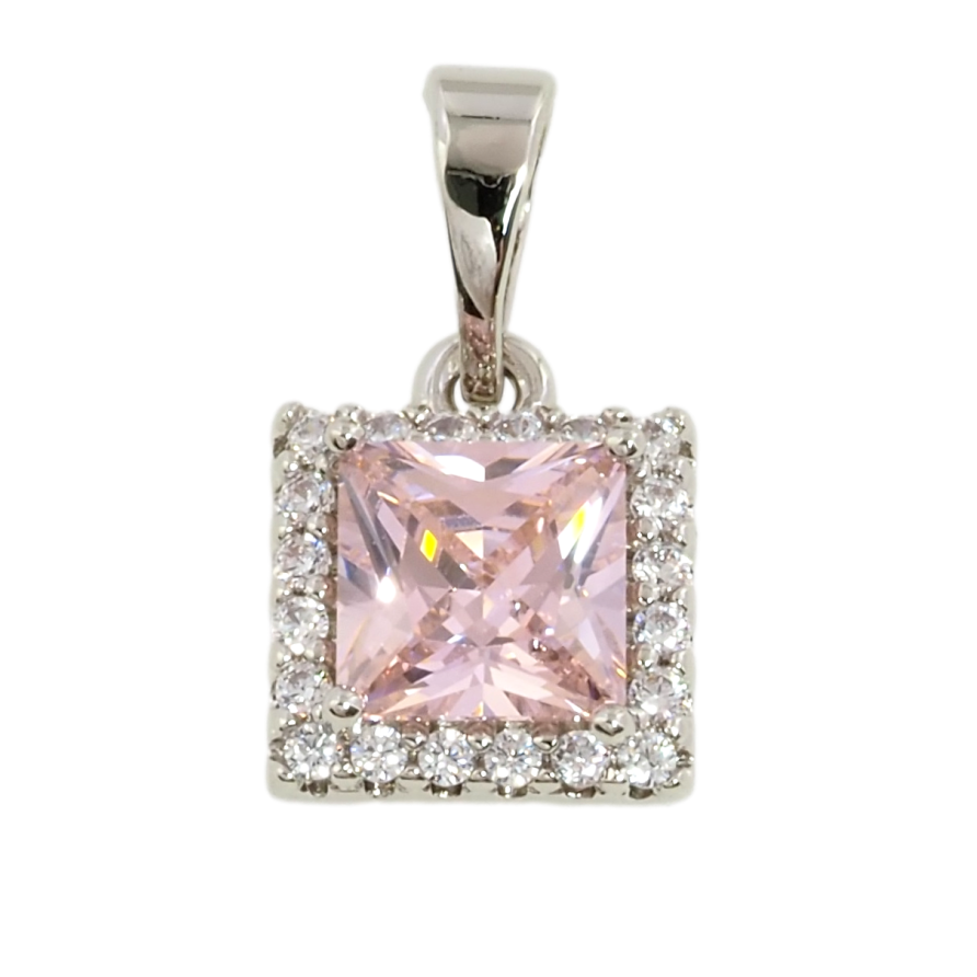 Кулон Xuping Родий Розовый фианит в обрамлении циркония для цепочки до 5мм фото №1