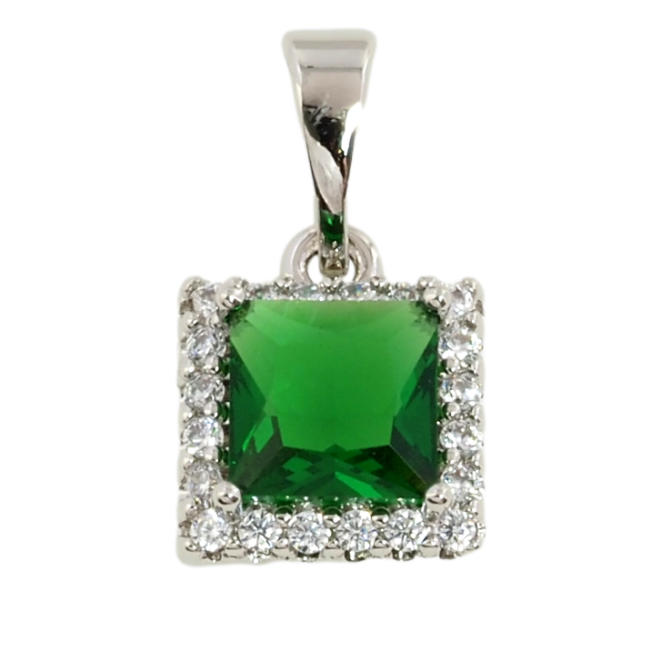 Кулон Xuping Родій Зелений фіаніт в обрамленні цирконію для ланцюжка до 5мм фото №15