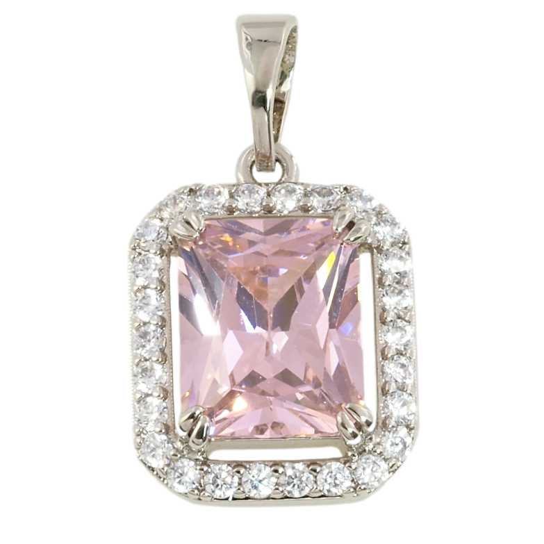 Кулон Xuping Родий Розовый фианит в обрамлении циркония для цепочки до 5мм фото №2