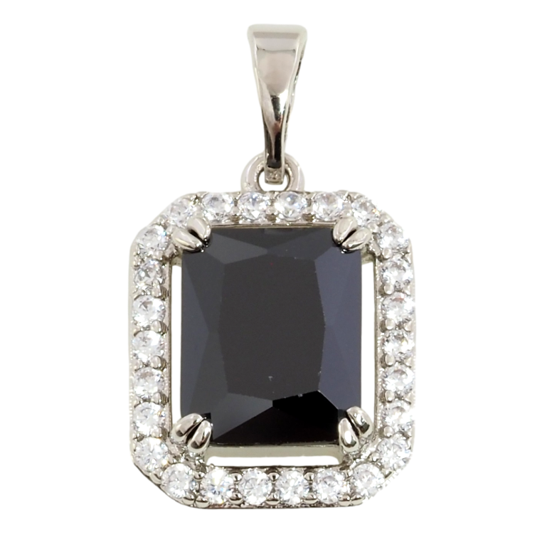 Кулон Xuping Родій Чорний фіаніт в обрамленні цирконію для ланцюжка до 5мм фото №1