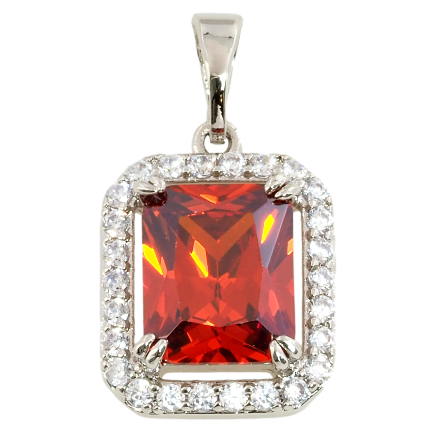 Кулон Xuping Родій Червоний фіаніт в обрамленні цирконію для ланцюжка до 5мм фото №1 Кулон Xuping Родій Червоний фіаніт в обрамленні цирконію для ланцюжка до 5мм фото №1