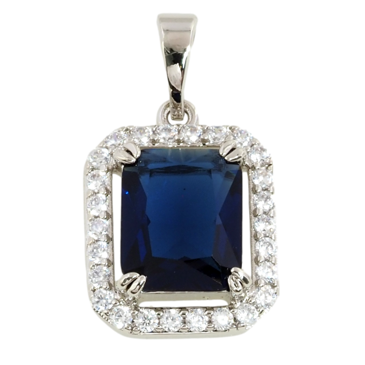 Кулон Xuping Родій Синій фіаніт в обрамленні цирконію для ланцюжка до 5мм фото №18 Кулон Xuping Родій Синій фіаніт в обрамленні цирконію для ланцюжка до 5мм фото №18