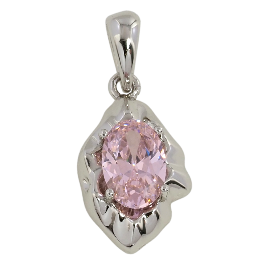 Кулон Xuping Родій Листочок з рожевим фіанітом для ланцюжка до 5мм фото №1