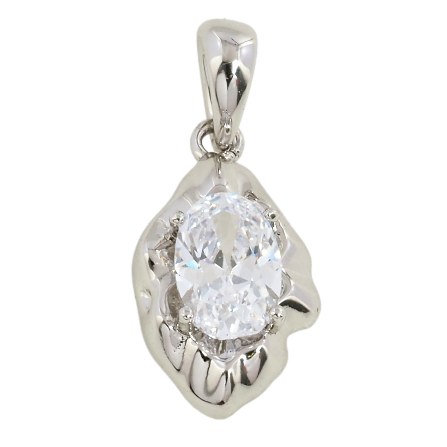 Кулон Xuping Родій Листочок з фіанітом для ланцюжка до 5мм фото №1