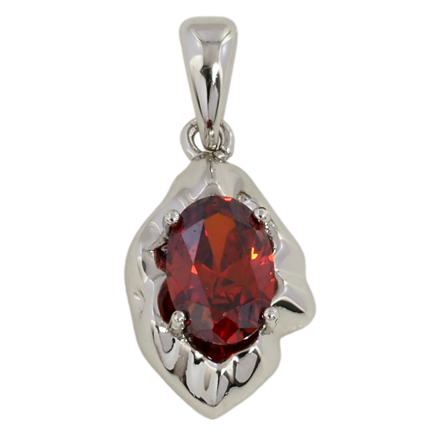 Кулон Xuping Родій Листочок з червоним фіанітом для ланцюжка до 5мм фото №1