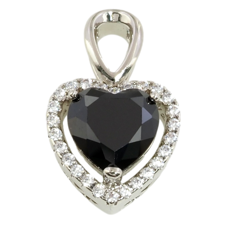 Кулон Xuping Родій Сердечко з чорним фіанітом в обрамленні цирконію для ланцюжка до 2мм фото №15