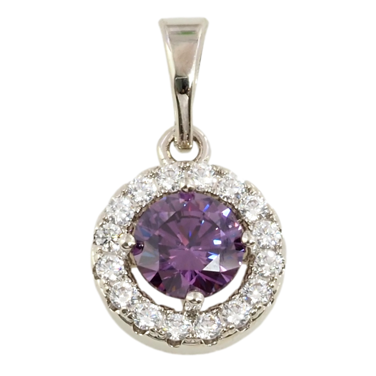 Кулон Xuping Родій Бузковий фіаніт в обрамленні цирконію для ланцюжка до 5мм фото №17