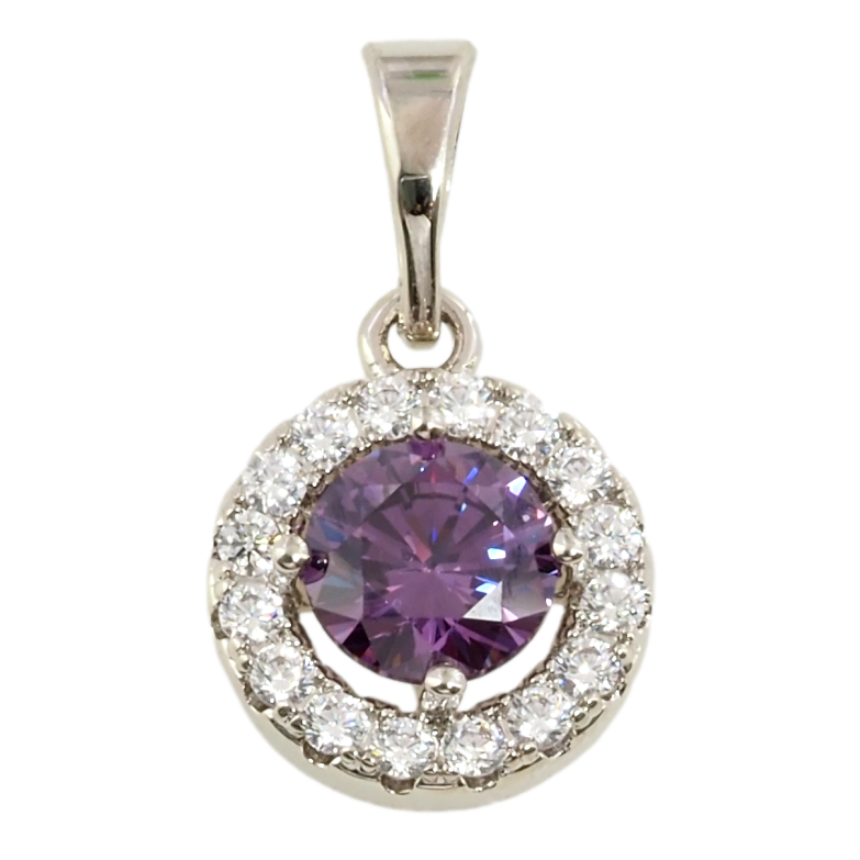 Кулон Xuping Родий Сиреневый фианит в обрамлении циркония для цепочки до 5мм фото №1