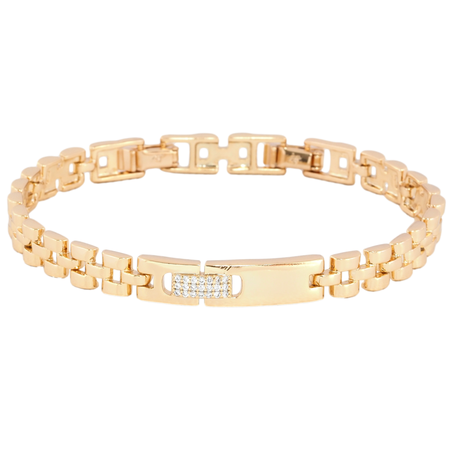 Браслет Xuping Позолота 18K Браслетный узор с вставками размер с доп. замком 17.5,19.5см х 6мм фото №1