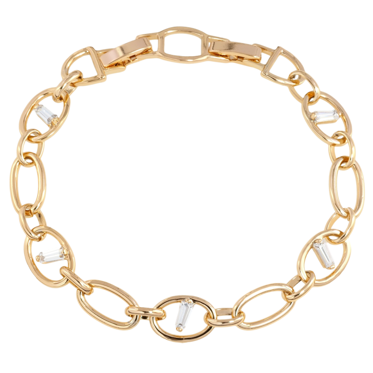 Браслет Xuping Позолота 18K Овальные звенья с цирконием размер с доп. замком 17.5,19.5см х 8мм фото №9