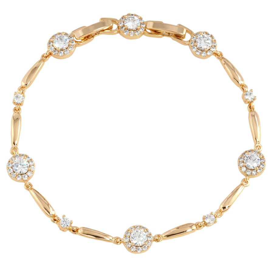 Браслет Xuping Позолота 18K Узор с цирконием размер с доп. замком 17,19см х 3мм фото №1