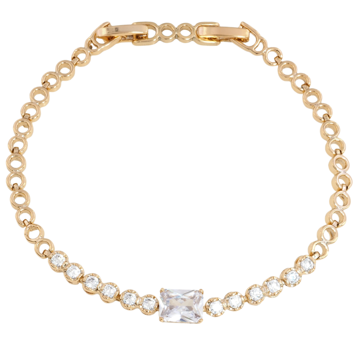 Браслет Xuping Позолота 18K Дорожка циркония размер с доп. замком 17.5,19.5см х 4мм фото №21