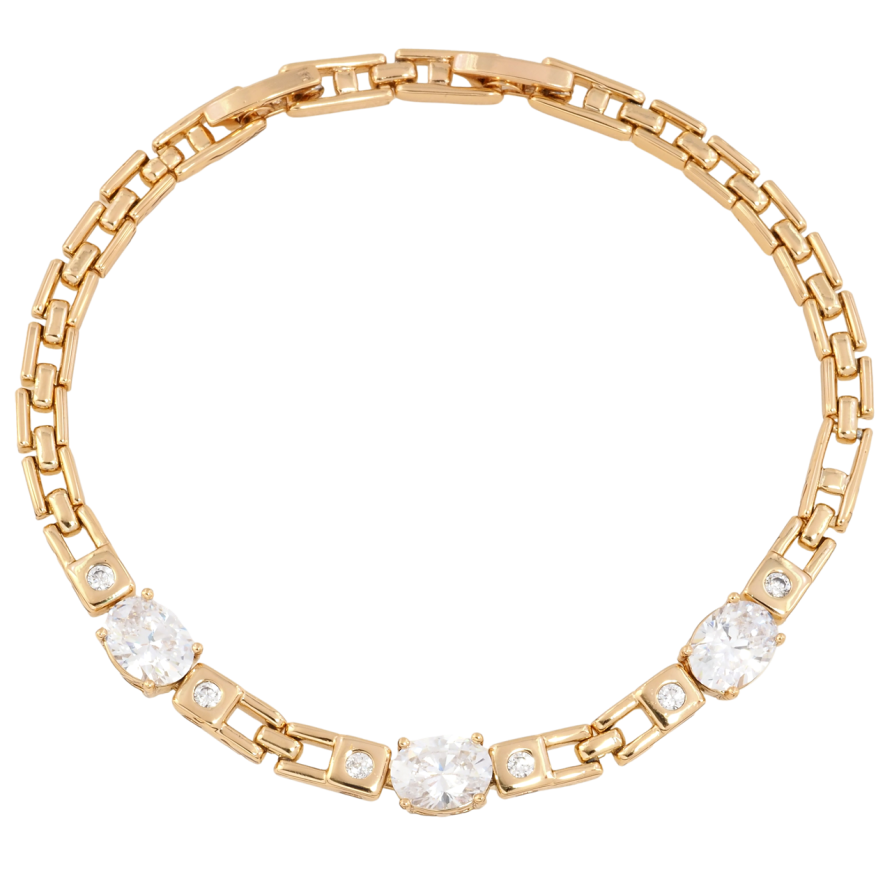 Браслет Xuping Позолота 18K Браслетный узор с фианитами размер с доп. замком 18,20см х 4мм фото №1