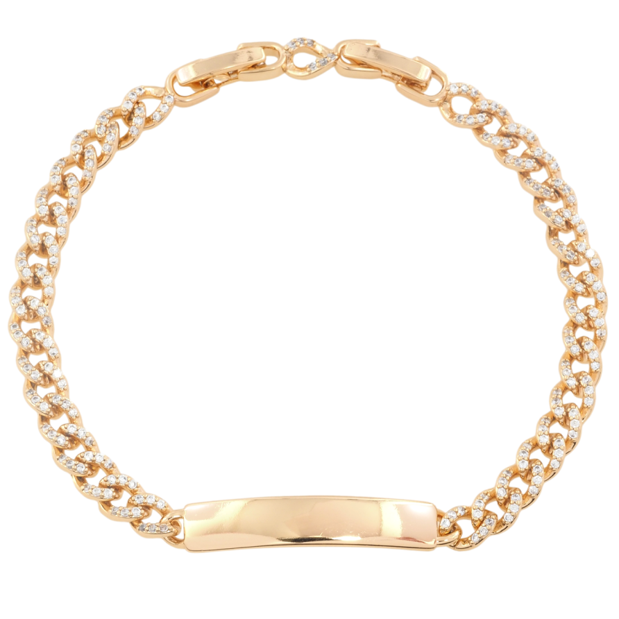 Браслет Xuping Позолота 18K Панцирная цепочка с цирконием размер с доп. замком 17,18.5см х 5мм фото №1