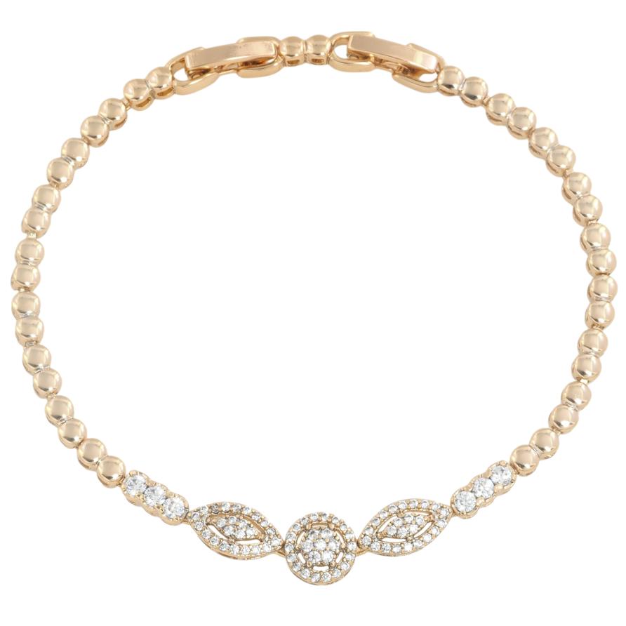 Браслет Xuping Позолота 18K Узор с инкрустацией цирконием размер с доп. замком 17,19см х 3мм фото №1