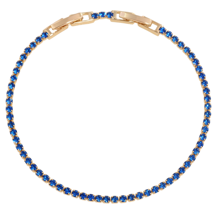Браслет Xuping Позолота 18K Дорожка синего циркония размер с доп. замком 17,19см х 2мм фото №10
