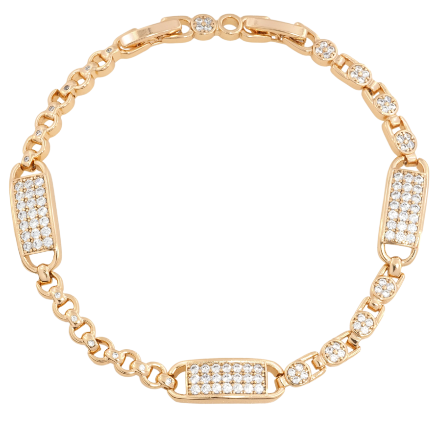 Браслет Xuping Позолота 18K Инкрустация цирконием размер с доп. замком 17.5,19.5см х 4-7мм фото №1