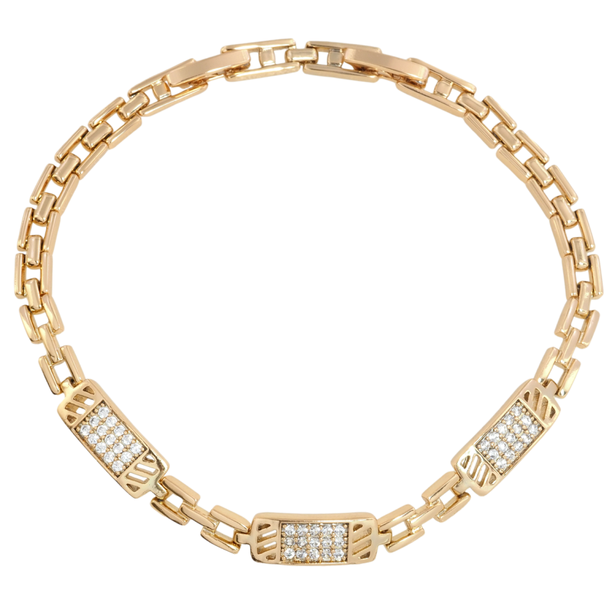 Браслет Xuping Позолота 18K Браслетный узор с цирконием размер с доп. замком 17.5,19.5см х 4-6мм фото №1