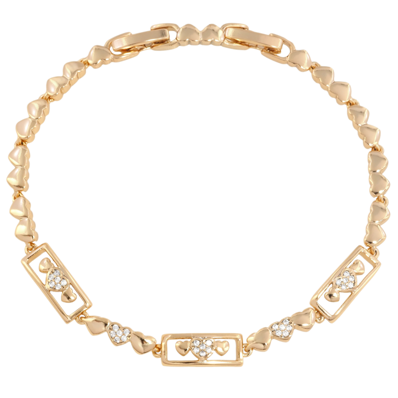 Браслет Xuping Позолота 18K Сердечка з цирконієм розмір з доп. замком 17,19см х 4-6мм фото №1