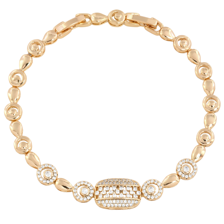 Браслет Xuping Позолота 18K Узор с цирконием размер с доп. замком 17,19см х 4-6мм фото №15