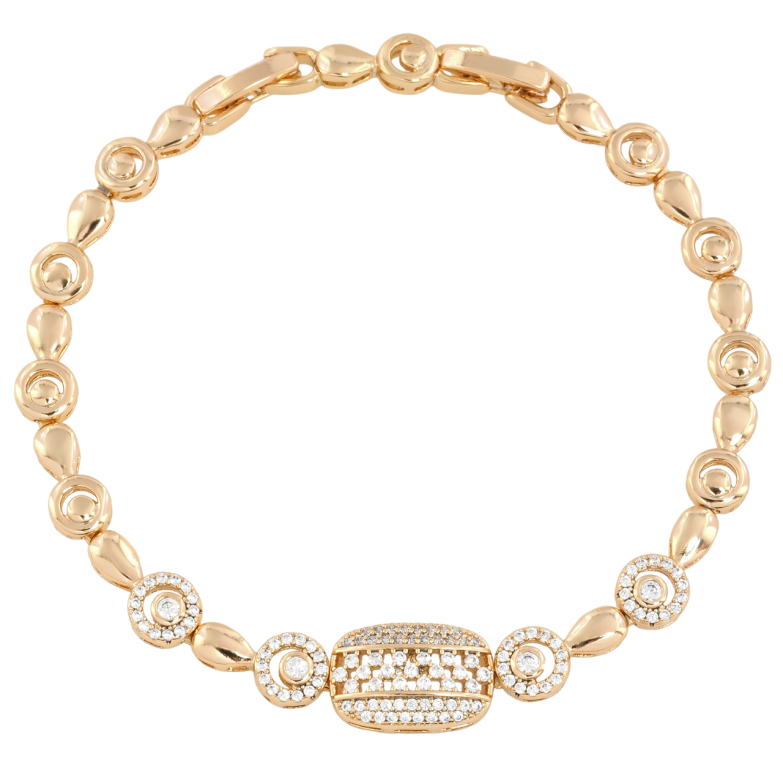 Браслет Xuping Позолота 18K Узор с цирконием размер с доп. замком 17,19см х 4-6мм фото №1