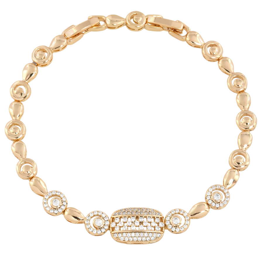 Браслет Xuping Позолота 18K Узор с цирконием размер с доп. замком 17,19см х 4-6мм фото №1