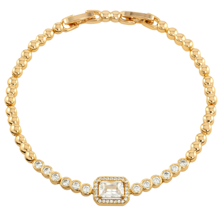 Браслет Xuping Позолота 18K Дорожка циркония с фианитом размер с доп. замком 17,19см х 3мм фото №11