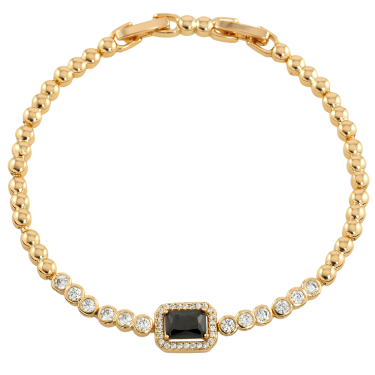 Браслет Xuping Позолота 18K Дорожка циркония с черным фианитом размер с доп. замком 17,19см х 3мм фото №10