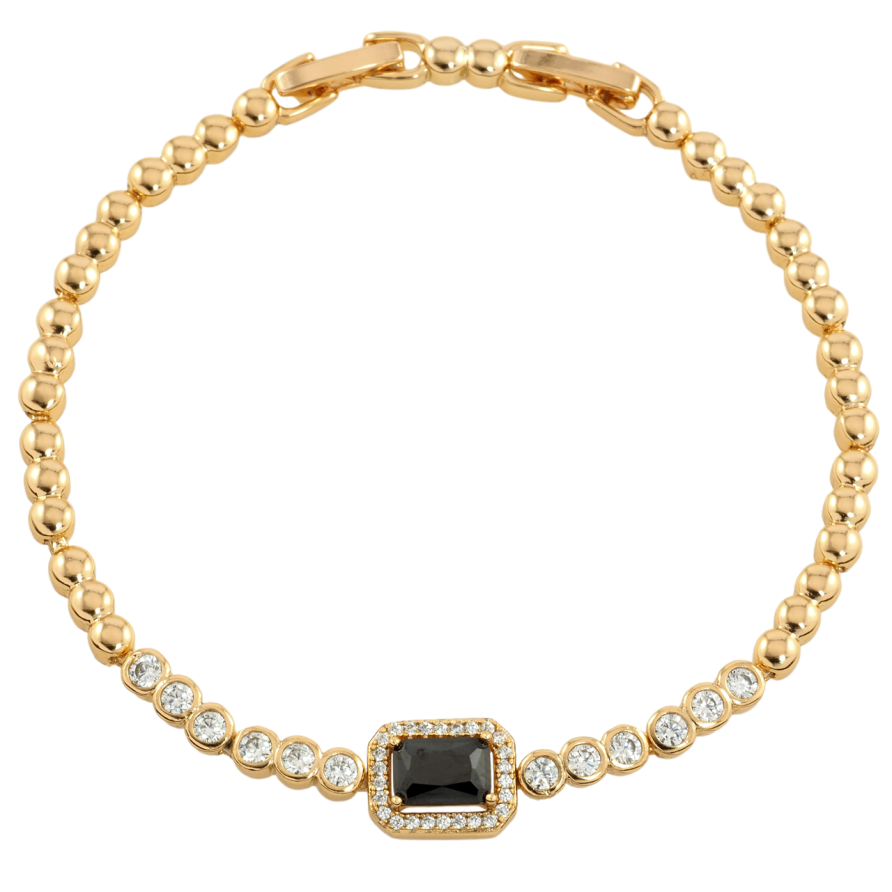Браслет Xuping Позолота 18K Дорожка циркония с черным фианитом размер с доп. замком 17,19см х 3мм фото №1