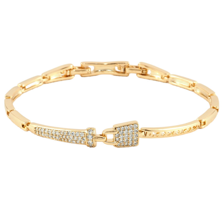 Браслет Xuping Позолота 18K Узор замочек с цирконием размер с доп. замком 17,19см х 3мм фото №18