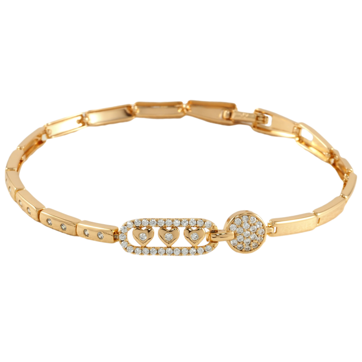 Браслет Xuping Позолота 18K Декоративный узор с цирконием размер 19.5см х 3мм фото №2