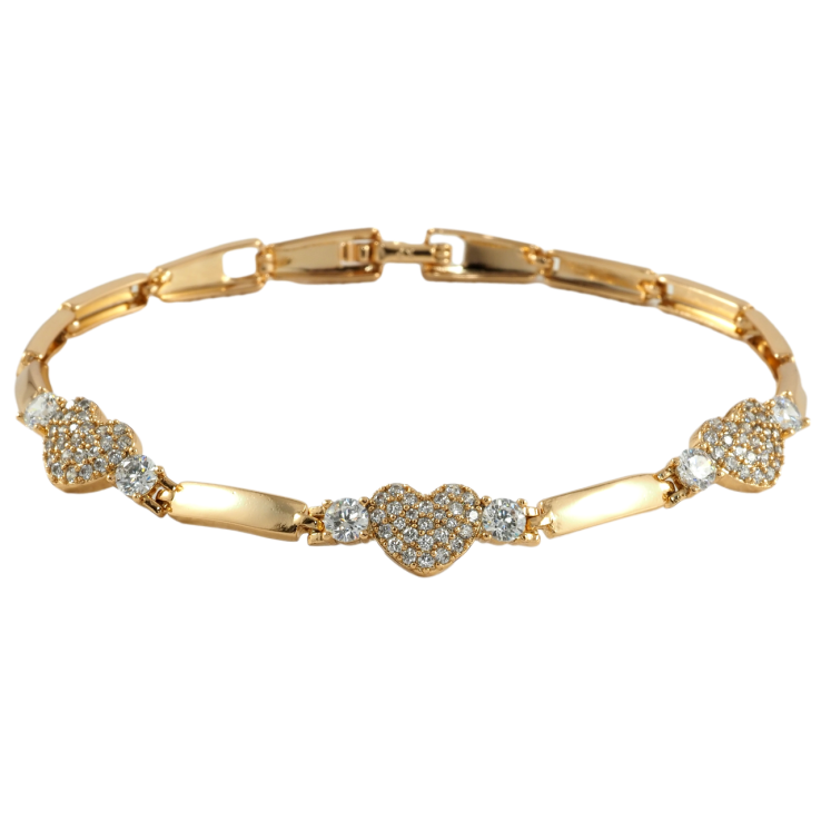 Браслет Xuping Позолота 18K Сердечки с цирконием размер 19.5см х 3мм фото №23